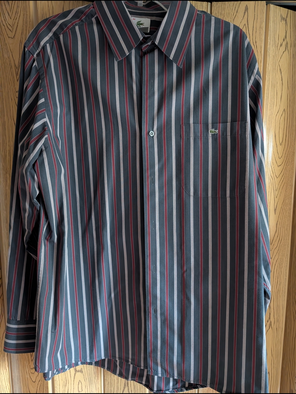 Lacoste Men’s Long-Sleeve Striped Dress Shirt Size 44/XL